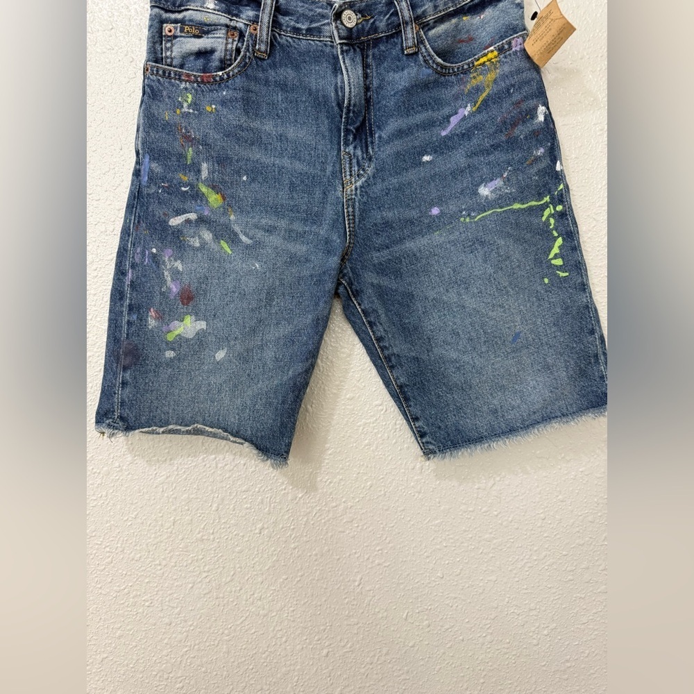 Polo Ralph Lauren Boys' Paint Splatter Sullivan Slim Denim Shorts Size 16-18 NWT - Picture 4 of 10